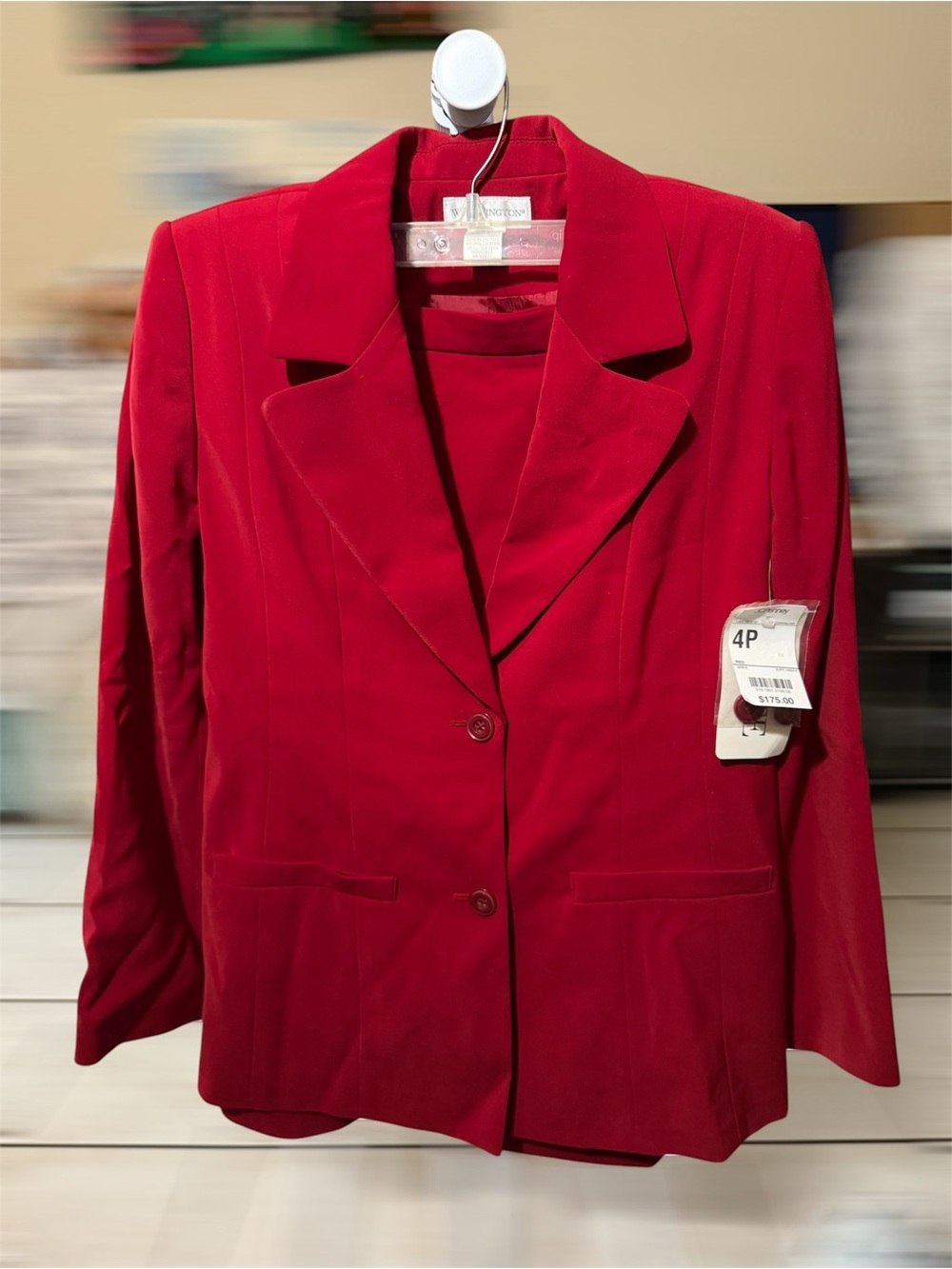 JCPenney Women's Red Tailored Blazer Jacket and Skirt Set